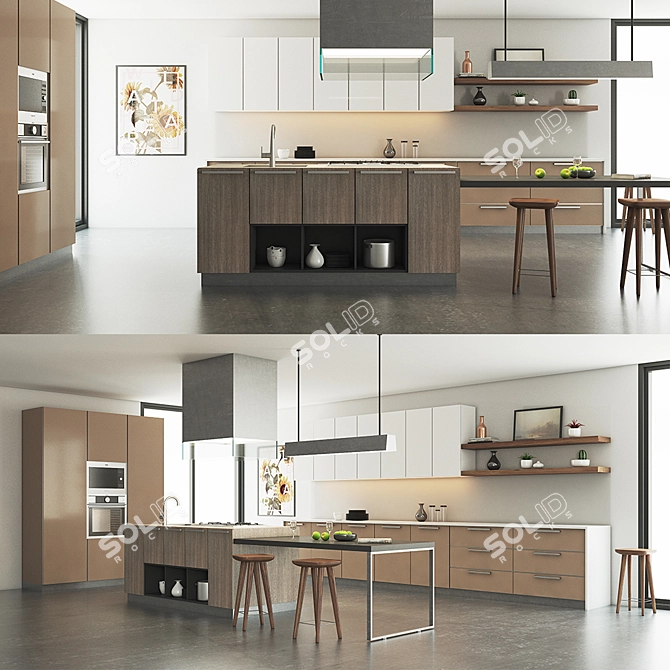  Sleek Kitchen Design: Polys 1,041,354 3D model image 1