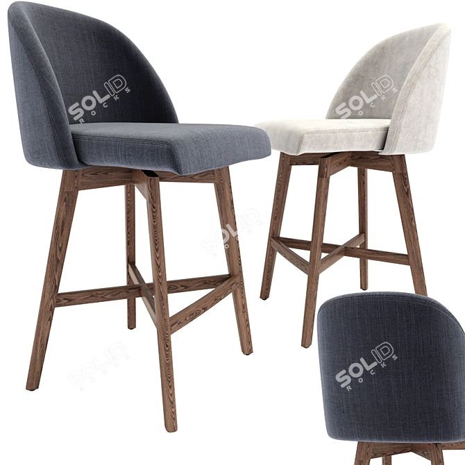 Modern Swivel Counter Stool - Ventura 3D model image 1