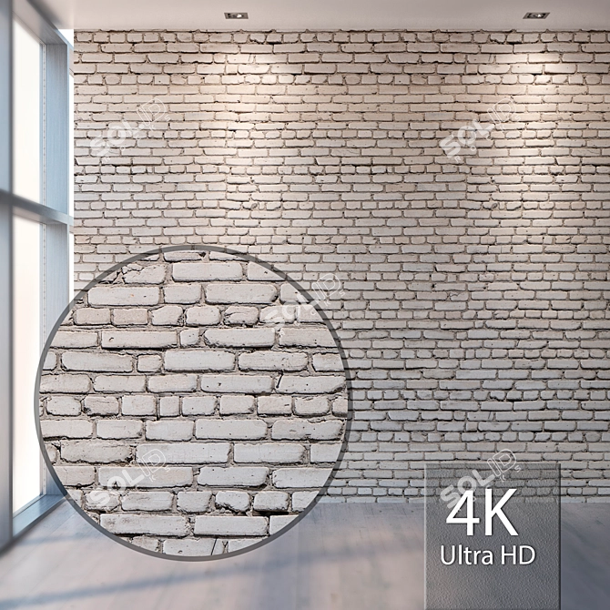 Seamless White Brick Texture 3D model image 1