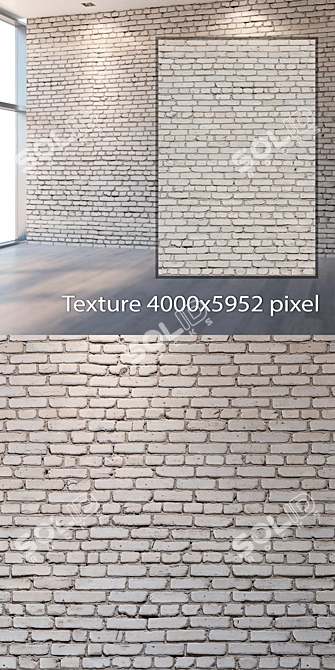 Seamless White Brick Texture 3D model image 2