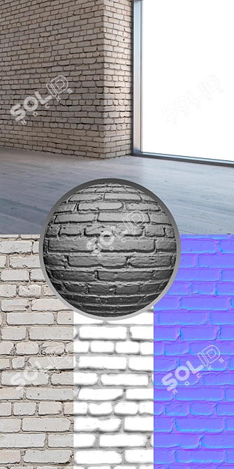 Seamless White Brick Texture 3D model image 3