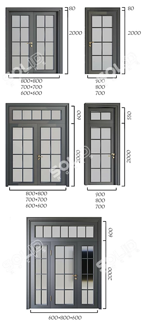 Paris Collection French Doors 3D model image 2