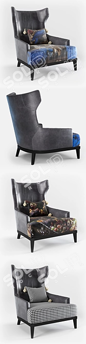 Black Attitude Upholstered Armchair 3D model image 2