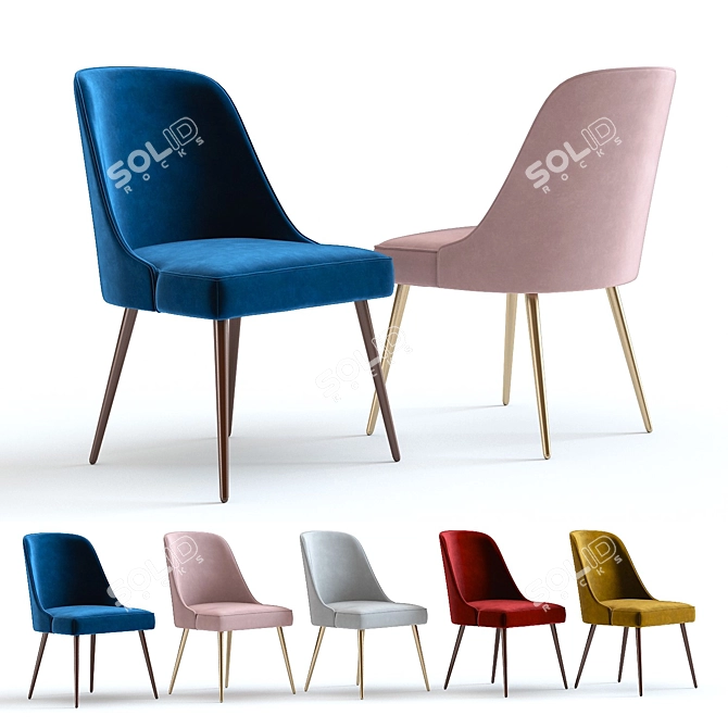 West Elm Velvet Dining Chair - 3D Model 3D model image 1