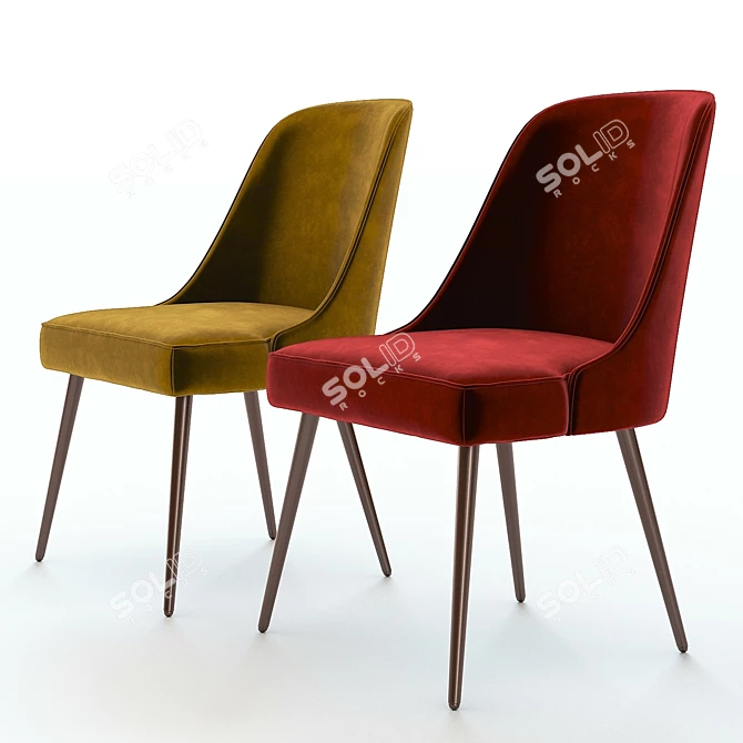 West Elm Velvet Dining Chair - 3D Model 3D model image 3