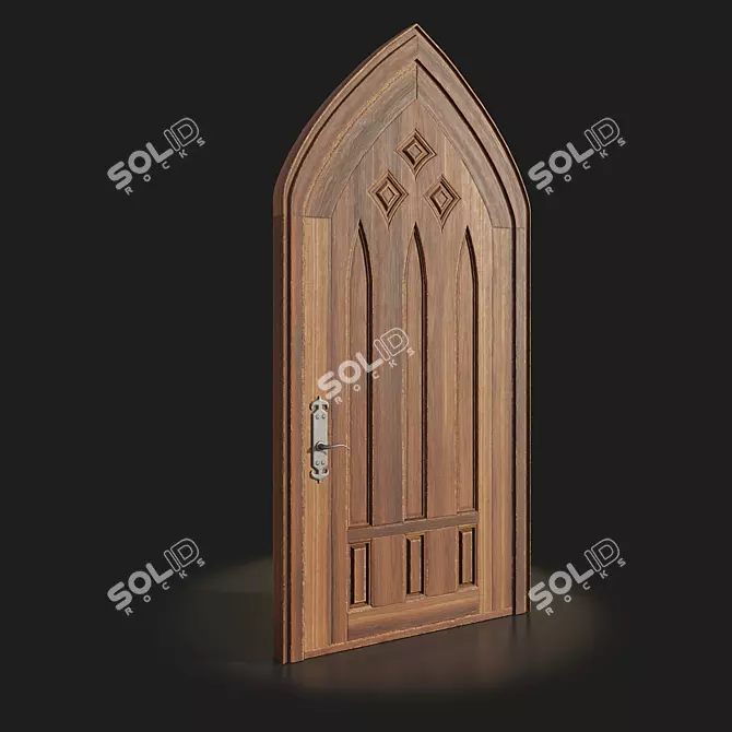Elegant Gothic Door Design 3D model image 1