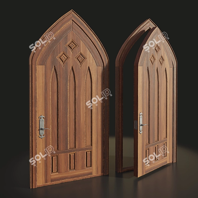 Elegant Gothic Door Design 3D model image 2