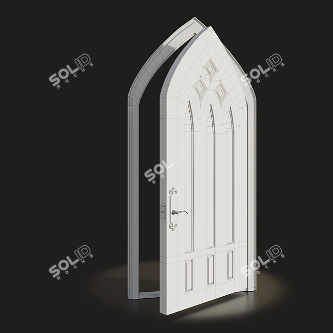 Elegant Gothic Door Design 3D model image 3