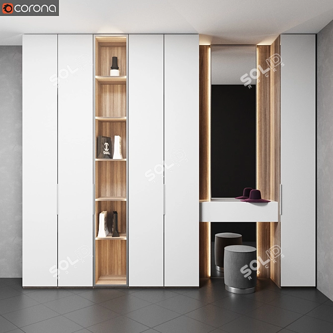 Modern Glass Hall Wardrobe 3D model image 1