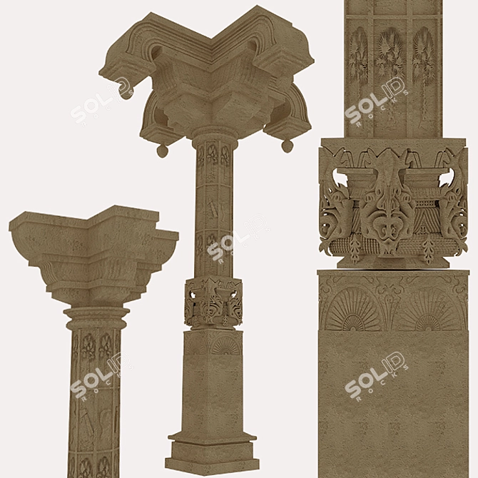 Elegant Column Table Stand 3D model image 1