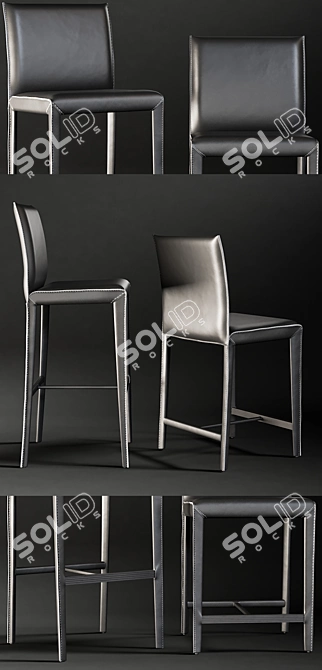 Modern Folio Bar Stool: Realistic 3D Model 3D model image 2