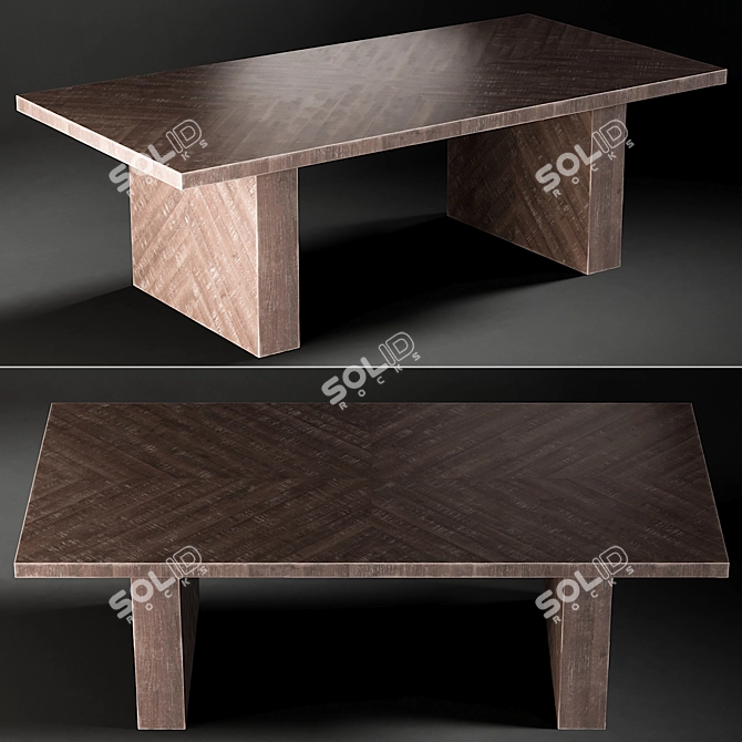 Modern Alexa Rectangular Dining Table - Realistic 3D Model 3D model image 1