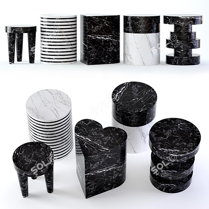 Elegant Kelly Wearstler Stools: Elevated Style for Sophisticated Spaces 3D model image 1