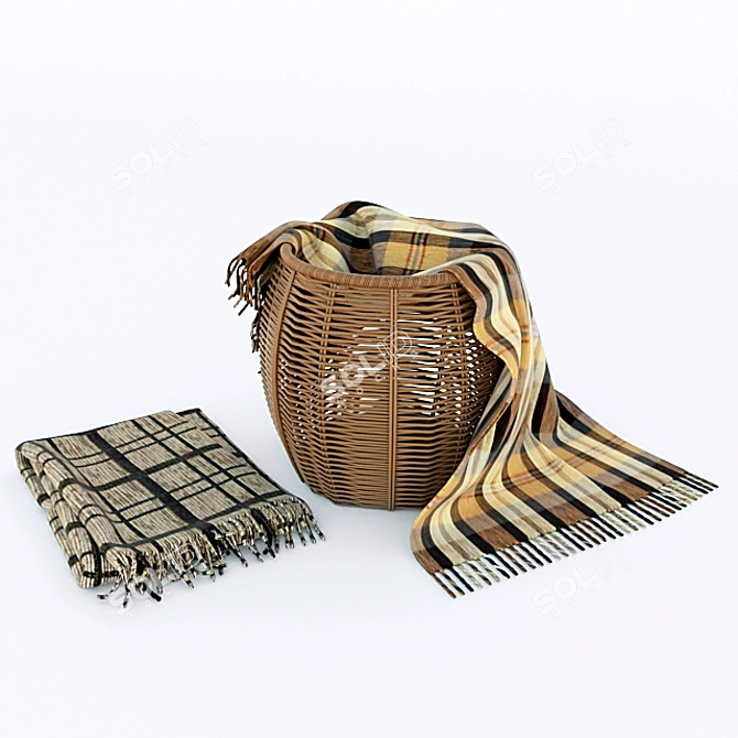 Title: Plaid Basket Set 3D model image 1