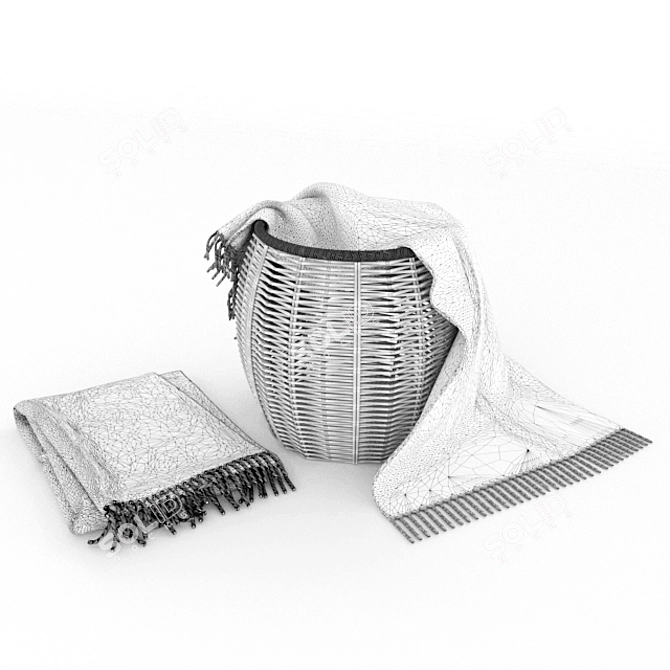 Title: Plaid Basket Set 3D model image 2