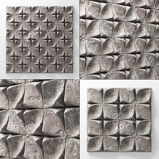 Stone "Sheet" and "Leaf" Decorative Panels 3D model image 1