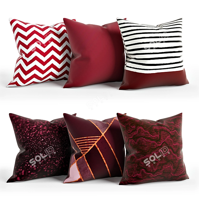 Luxury Ruby Cushion Set 3D model image 1