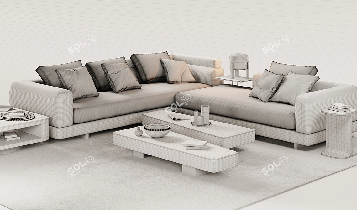 Elegant Minotti Alexander Sofa Set 3D model image 3