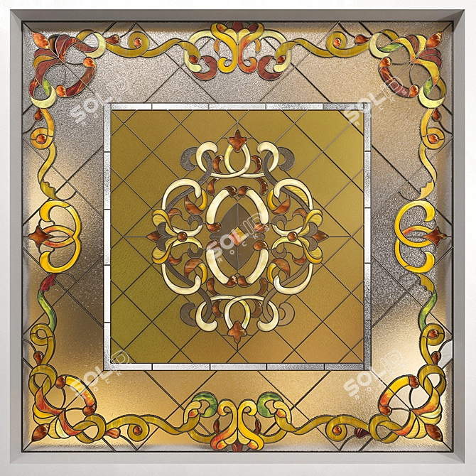 Geometric Stained Glass Ceiling 3D model image 1