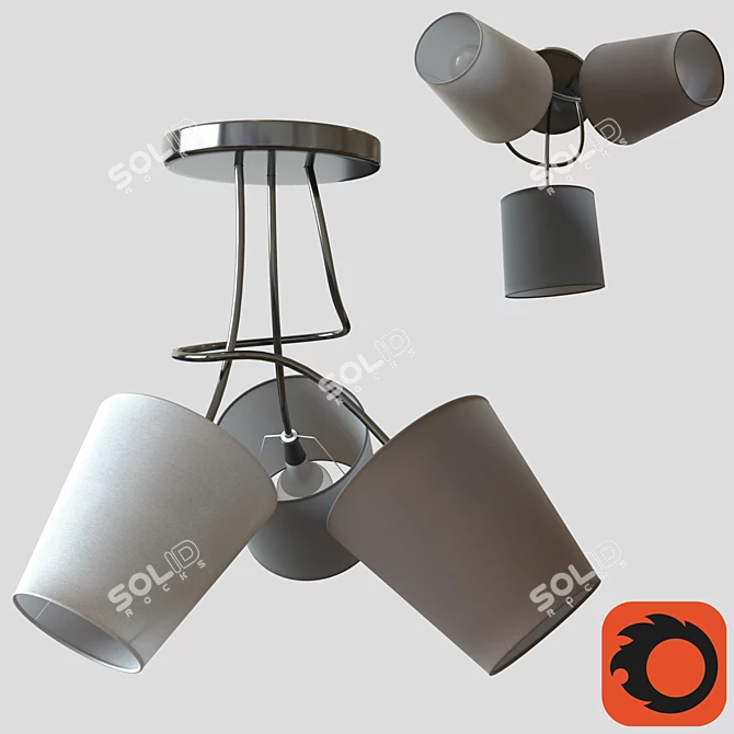 EGLO Anodized Aluminum Chandelier 3D model image 1