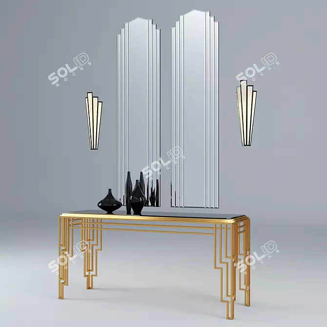 Elegant Art Deco Console Set 3D model image 1