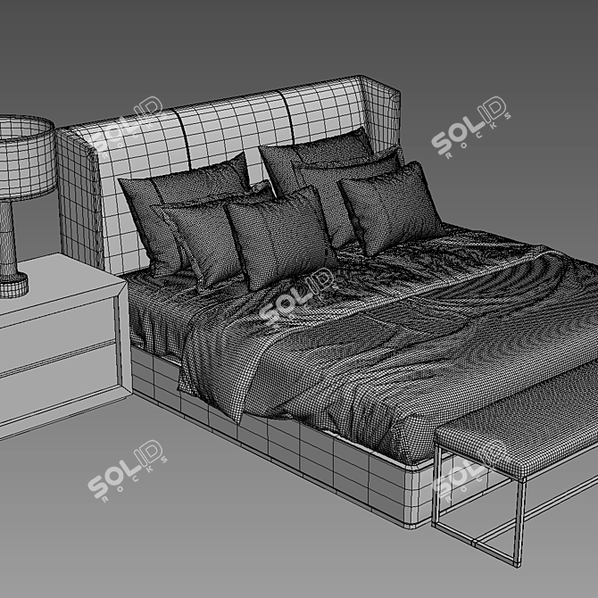 Alessa Shelter Fabric Bed: Elegant and Comfortable 3D model image 2