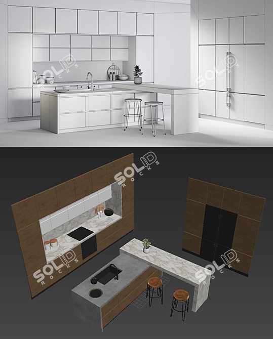 Realistic 3D Kitchen Model 3D model image 3