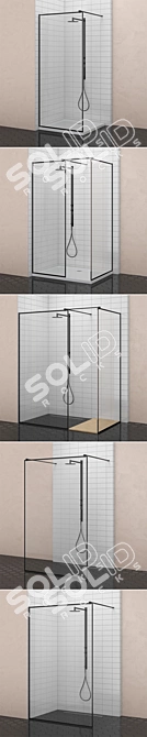 Modo New Black Frame Shower: Industrial Elegance 3D model image 2