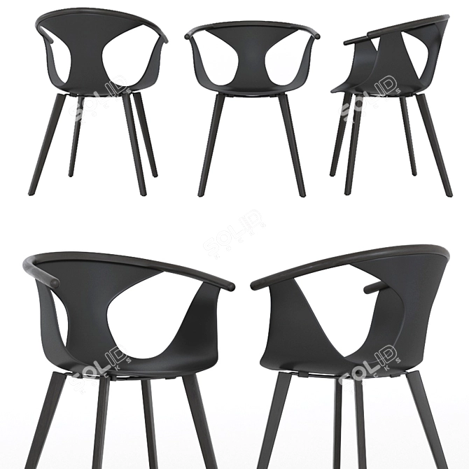 Sleek Stackable Chair with Armrests 3D model image 1