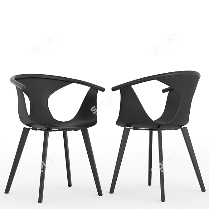 Sleek Stackable Chair with Armrests 3D model image 2