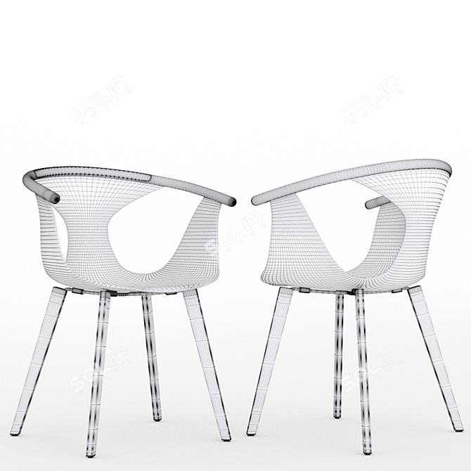 Sleek Stackable Chair with Armrests 3D model image 3