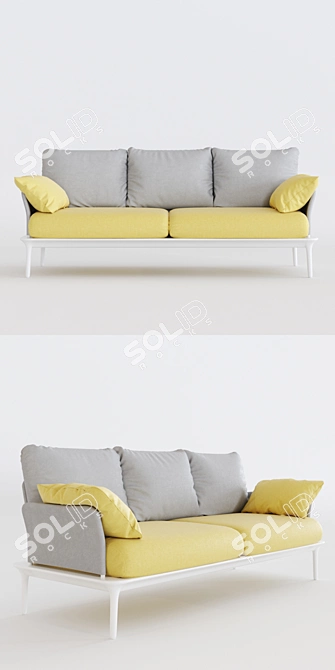 Reva Fabric Sofa: Stylish and Comfortable 3D model image 2