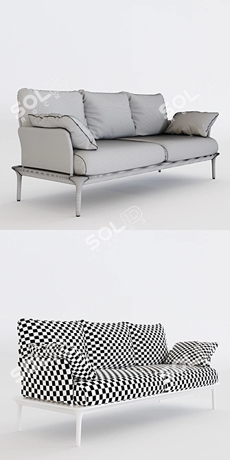 Reva Fabric Sofa: Stylish and Comfortable 3D model image 3