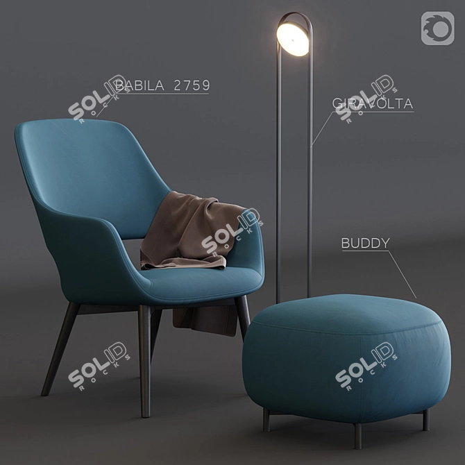 Cozy Upholstered Armchair: Babila 2759 3D model image 1