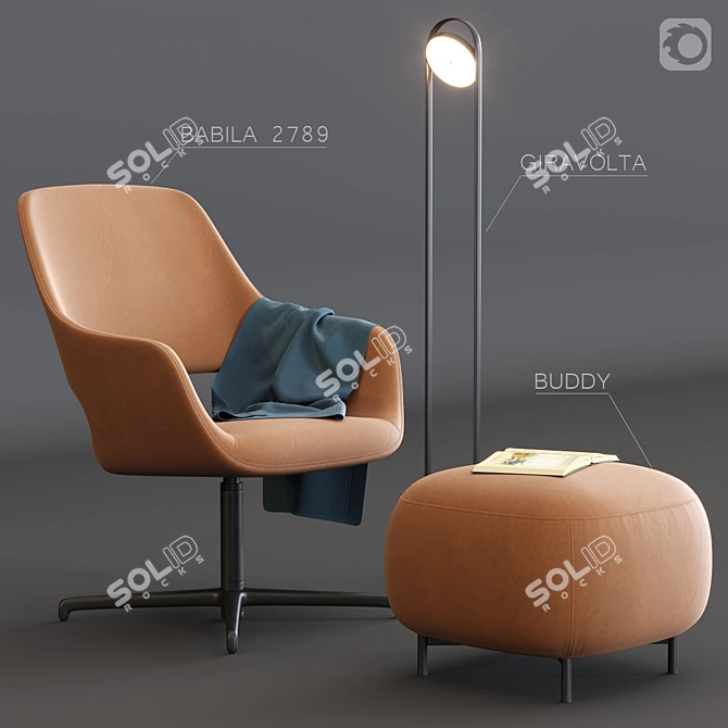 Babila 2789: Stylish Upholstered Armchair 3D model image 1