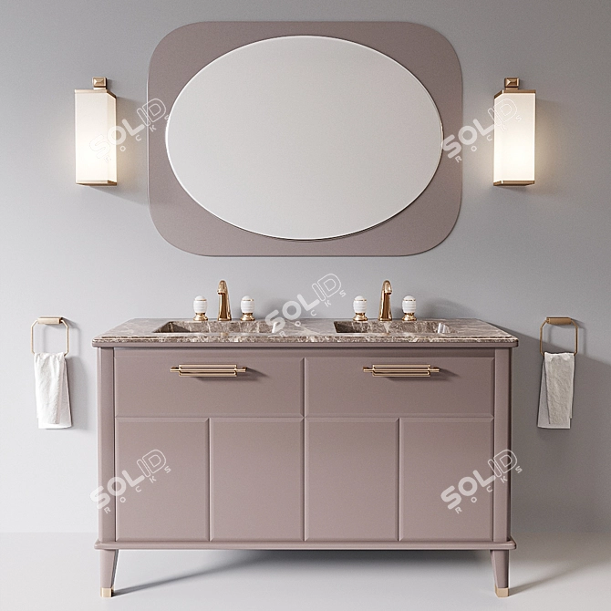 Luxurious Riviere Cappuccino Emperador Dark Bathroom Set 3D model image 1