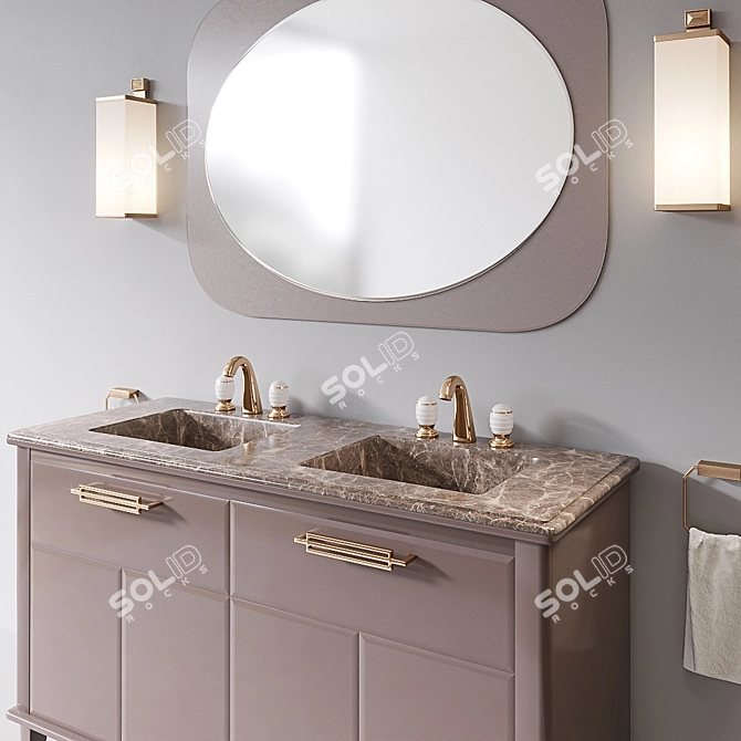 Luxurious Riviere Cappuccino Emperador Dark Bathroom Set 3D model image 2