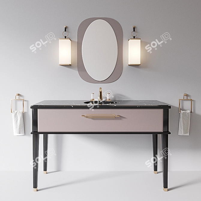 Luxurious Riviere Bathroom Set 3D model image 1