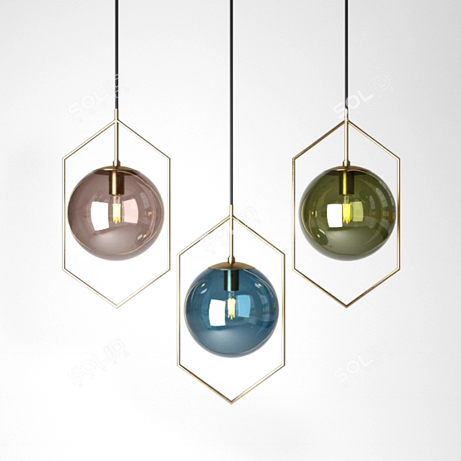 Handcrafted Glassball Pendant Light 3D model image 1