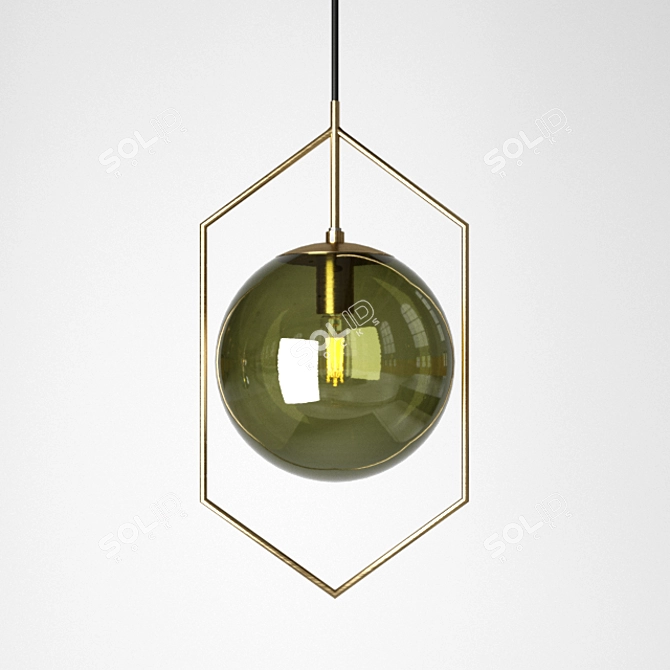 Handcrafted Glassball Pendant Light 3D model image 2