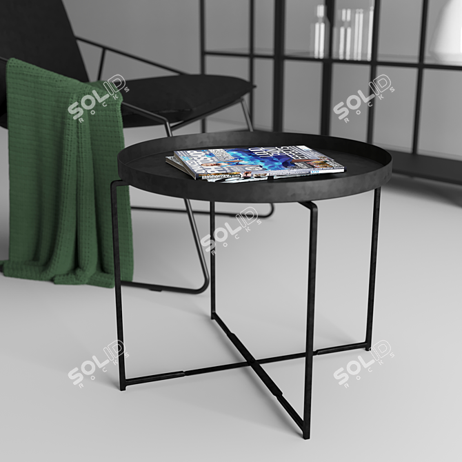Ikea wire base chair & shelf set 3D model image 3