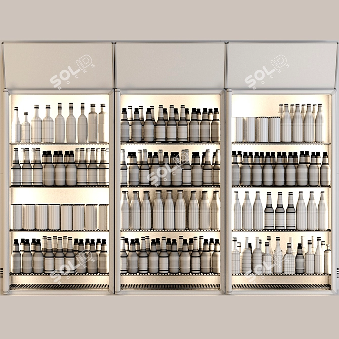 Title: Supermarket Alcohol Refrigerator: Beer, Cocktails, Tin Cans 3D model image 2