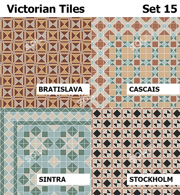 Victorian Tiles Set - Bratislava, Cascais, Sintra, Stockholm 3D model image 1