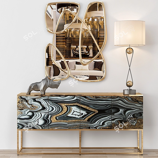 Elegant Agate Console Table 3D model image 1