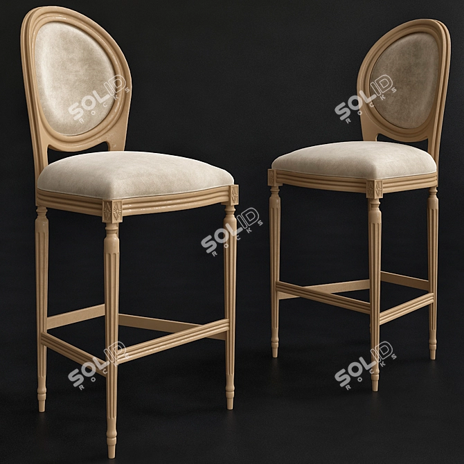 Vintage-inspired RH Counter Stools 3D model image 1