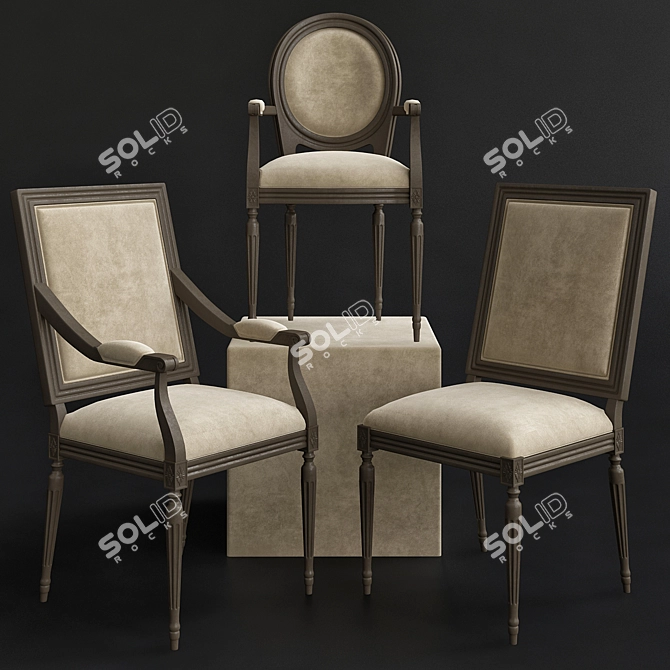 Vintage Velvet Armchair 3D model image 1