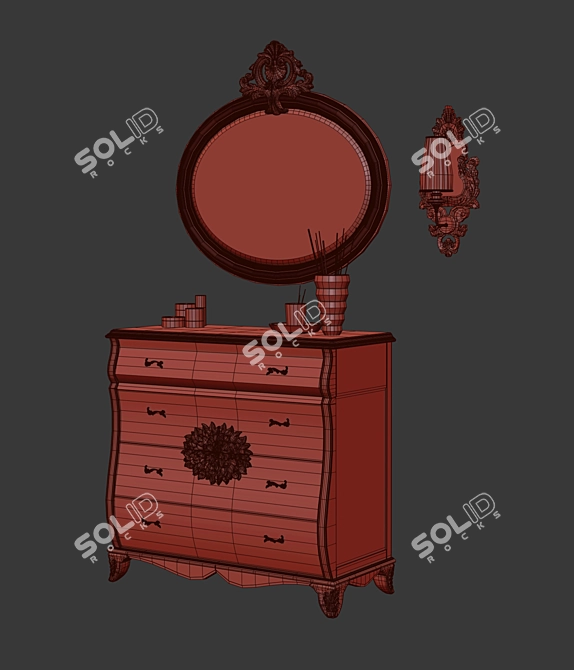 Elegant Carpanese Dresser Set 3D model image 3