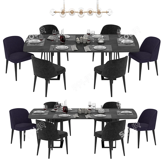 Minimalist Dining Set: Meridiani 3D model image 1