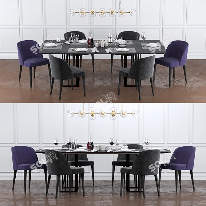 Minimalist Dining Set: Meridiani 3D model image 2