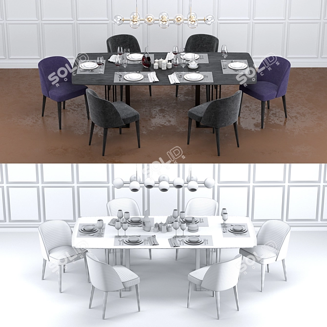 Minimalist Dining Set: Meridiani 3D model image 3